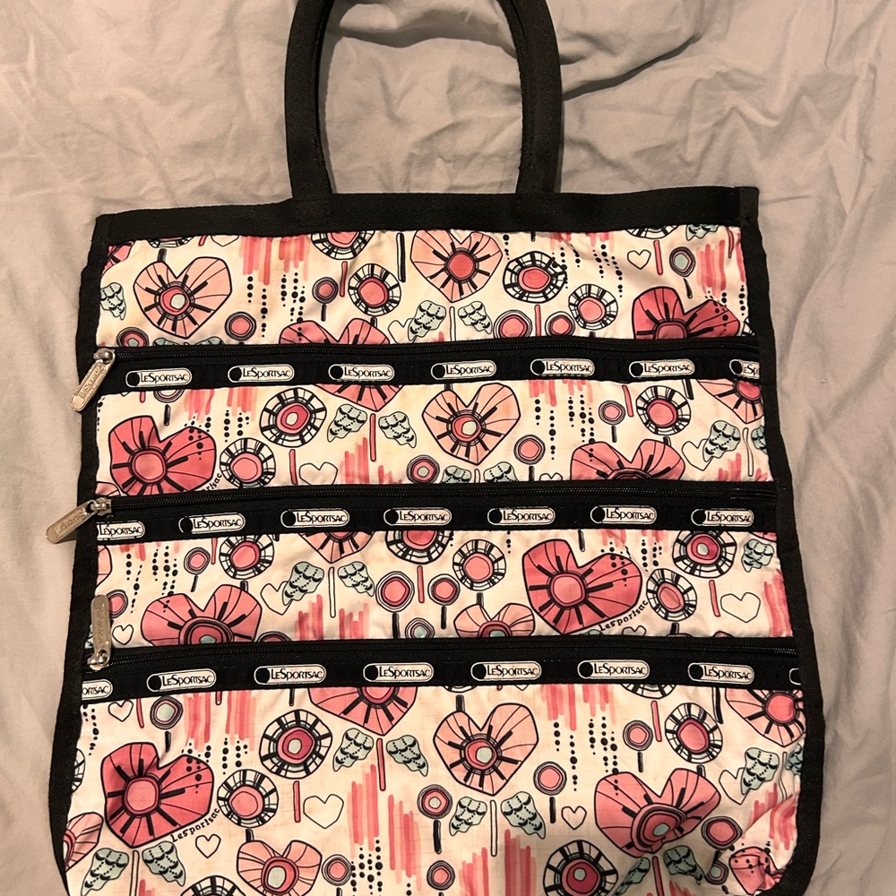 Lesportsac Pink and Black Multi-Compartment Tote